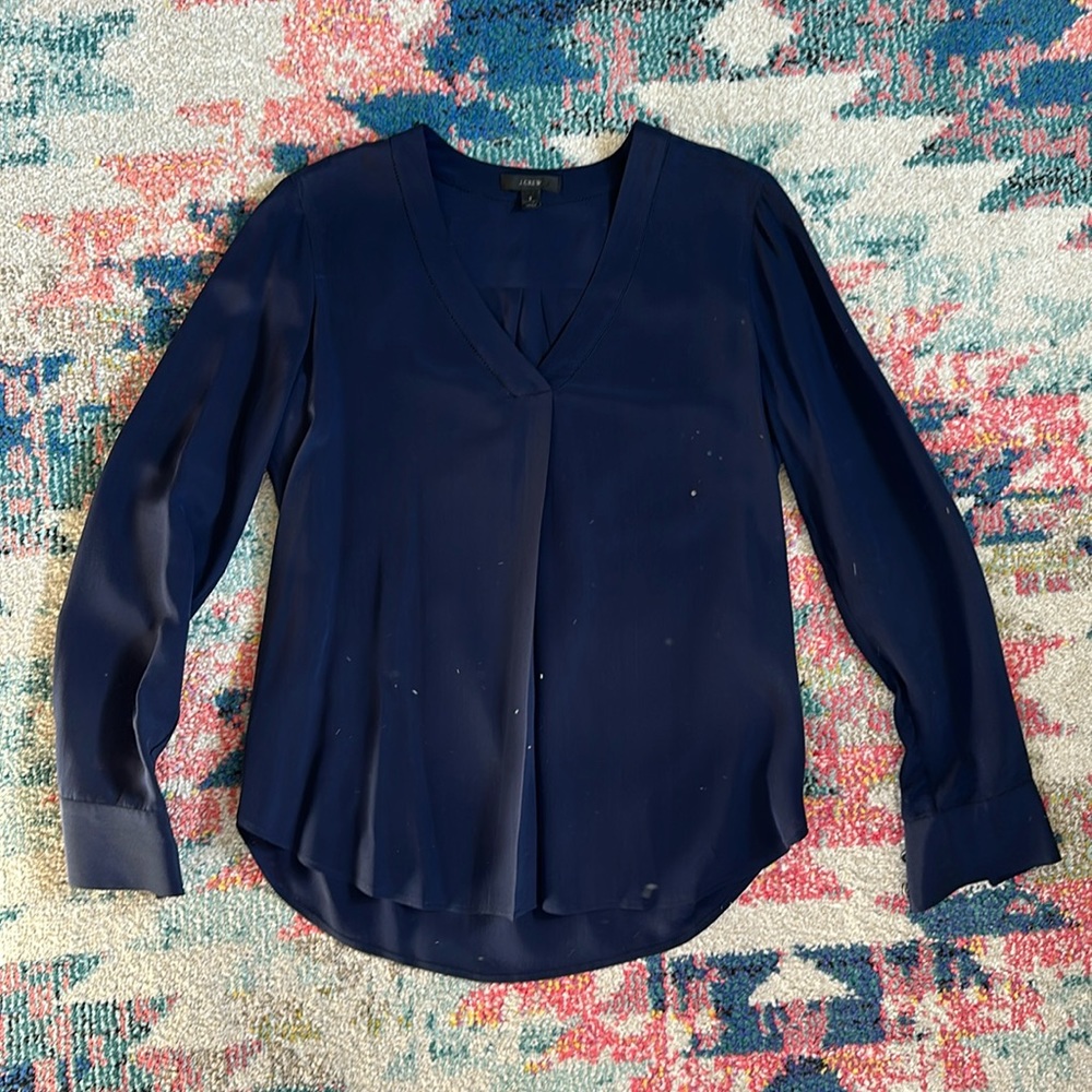 J. Crew | Navy Blue Silk Blouse